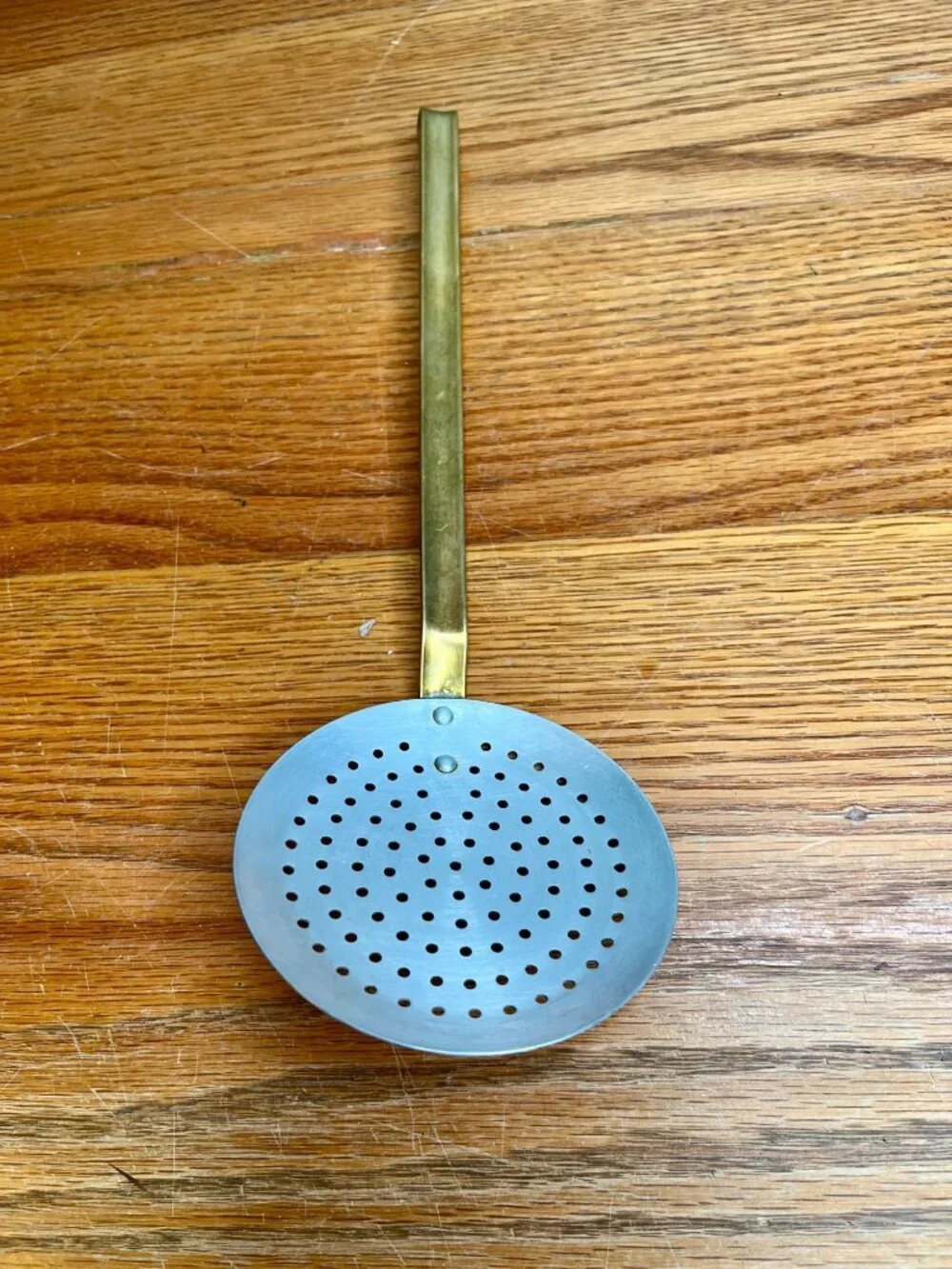 Vintage Copper & Brass Kitchen Utensils - Set Of 4 - Skimmer ,Spatula ,Small Lad